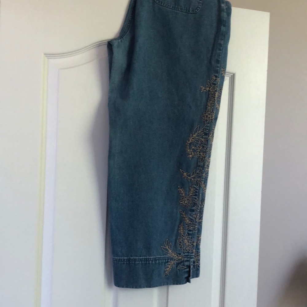 J.Jill jeans with embroidered pant legs size 14. Wide legs